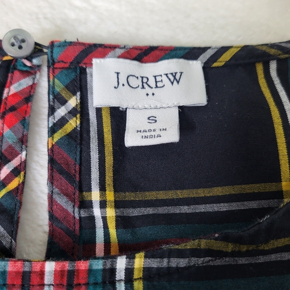J.CREW Plaid Ruffle Shoulder Women's Top. Black & Red. Size Small - Picture 6 of 10
